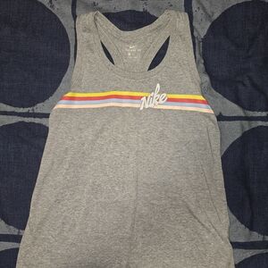 Nike Gray Tank Top with Multicolor Stripes
